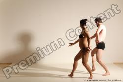 Swimsuit Woman - Man White Athletic Dancing Dynamic poses Academic